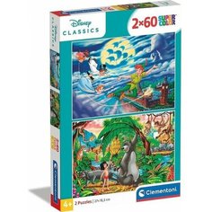 Пазл Clementoni 2X60 Disney. Питер Пен. Книга Джунглей, арт.21613