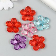 Бусины для творчества пластик "Цветы с гранями" прозрачные набор 20 гр 0,7х2,9х2,9 см Нет бренда