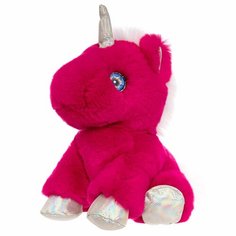Мягкая игрушка единорог из натурального меха ярко-розовый Holich Toys
