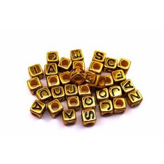 Бусины с буквами Алфавит кубики 7х7х7мм, отверстие 4мм, цвет золото/черный, 540-082, 10г (около 38шт) Мелодия бисера