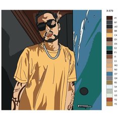 Картина по номерам X-679 "Рэпер Скриптонит - Адиль Оралбекович Жалелов" 70х70 Brushes Paints