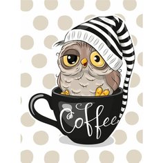 Наклейки - стикеры Сова в чашке Надпись coffee Шапка совы