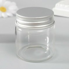Декор для творчества стекло "Баночка с крышкой" серебро 4,7х4,7х5 см Noname