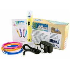 3Д ручка (желтая) с набором пластика PLA, с дисплеем/3D ручка/3D-pen 3/Набор для творчества