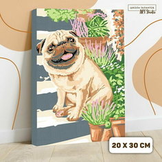 Картина по номерам на холсте с подрамником "Мопс" 20х30 см Школа талантов