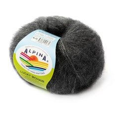 Пряжа полушерсть Alpina Альпина LUCKY MOHAIR классическая средняя, Мохер/акрил, цвет №08 Темно-серый меланж, 150 м, 10 шт по 50 г