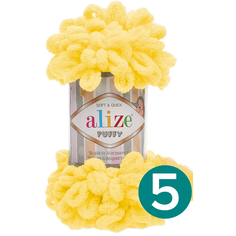 Пряжа Alize Puffy, 100 г, 9 м, 5 шт., 216 желтый