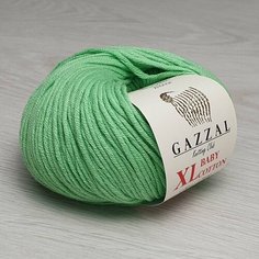 Пряжа GAZZAL BABY COTTON XL (Gazzal), зелень неон - 3466, 50% хлопок, 50% акрил, 10 мотков, 50 г, 105 м.