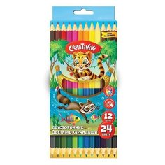 Карандаши цветные 24 цвета Creativiki (двусторонние, 6гр) 12шт, картонная упаковка, 12 уп.