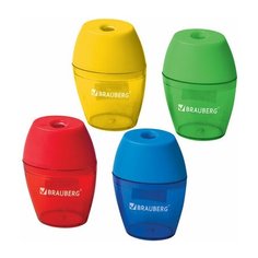 Точилка ручная пластиковая Brauberg Diamond (1 отверстие, с контейнером, овальная) (222491), 24шт.