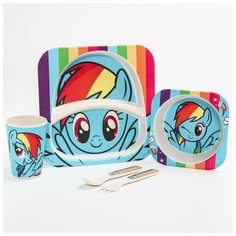Набор детской бамбуковой посуды, 5 предметов "Радуга Деш", My Little Pony в пакете Hasbro
