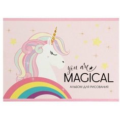 Альбом для рисования A5, 16 листов на скрепке Магия, обложка мелованный картон, блок 100 г/м Китай