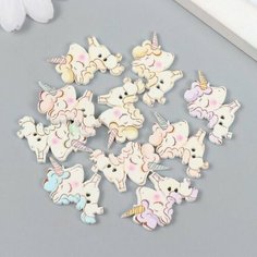 Пуговицы для творчества дерево Спящие единороги набор 10 шт 2,7х2,2 см Китай