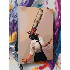 Картина по номерам Человек-бензопила Chainsaw Man Pochita Круто красим