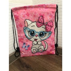 Мешок рюкзак для сменной обуви и формы, киска + брелок В подарок Китай