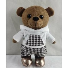 Мягкая игрушка Abtoys Knitted. Мишка вязаный мальчик в белом худи 22см M4863