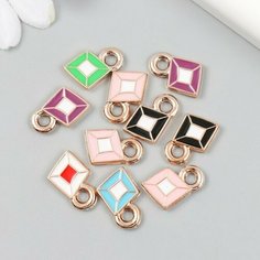 Декор для творчества пластик под металл "Ромбы яркие" микс набор 10 шт 0,2х1,2х1,8 см (комплект из 11 шт) Арт Узор