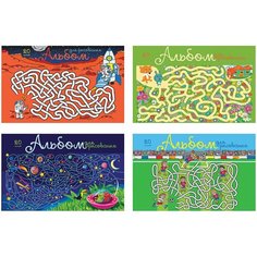 Альбом для рисования, А4, 20 л, скоба, TWIN лак, пзбм, 205х295 мм, "Лабиринт" (4 вида), 049340, 12 штук, 114350