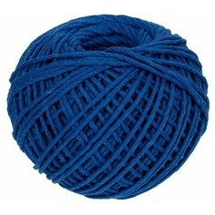 Шпагат хлопковый для рукоделия (вязания, макраме) и декора цветной синий 1 мм, 100 м, 100% хлопок, 1 клубок шнур