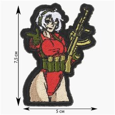 Нашивка, шеврон, патч (patch) Аниме тян с АК-74, размер 7,5*5 см Rocknrolla