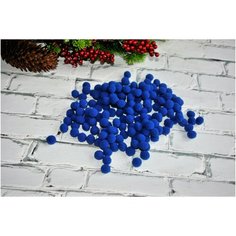 Помпоны для творчества и рукоделия меленькие, мягкие, синие, 15 мм, 177 шт. Рукоделочка