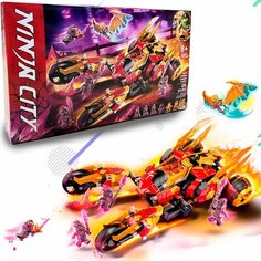 Конструктор Ниндзя Багги Кая 7013 Золотой дракон 624 детали / для детей взрослых, мальчиков и девочек Ninja