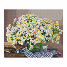 Алмазная мозаика ТРИ совы "Ромашки", 40*50см, холст, картонная коробка с пластиковой ручкой