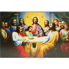 Алмазная мозаика икона Тайная вечеря вышивка стразами холст размер 22х28 без подрамника Нет бренда