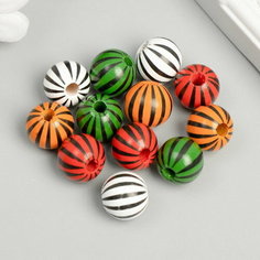 Бусины дерево для творчества "Круглые. Полосочки" d=1.6 см набор 12 шт Арт Узор