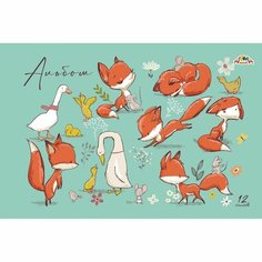 Альбом для рисования Апплика "Веселые лисята", 12 листов, А4, скоба, мелованный картон, лак, 5 шт в упаковке (С0223-59-КМ)