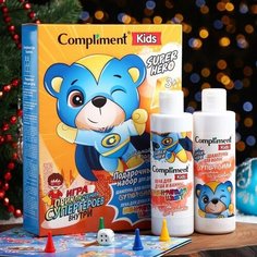 Compliment Подарочный набор Compliment Kids Superhero c ароматом газировки: пена для душа, 200 мл + шампунь для волос, 200 мл + игра настольная