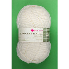 Пряжа Пехорка Пехорская шапка белый (001), 85%шерсть мериноса/15%акрил, 200м, 100г, 2шт