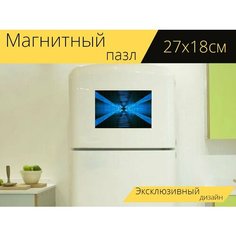 Магнитный пазл "Виртуальный, лестница, неон" на холодильник 27 x 18 см. Lots Prints