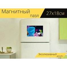 Магнитный пазл "Лед, скульптура, розовый" на холодильник 27 x 18 см. Lots Prints