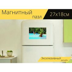 Магнитный пазл "Джунгли, озеро, болото" на холодильник 27 x 18 см. Lots Prints