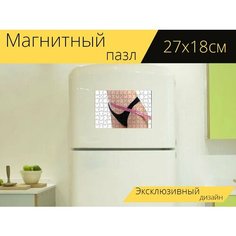 Магнитный пазл "Потеря веса, рулетка, женщина" на холодильник 27 x 18 см. Lots Prints