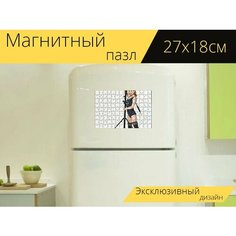 Магнитный пазл "Женщина, модель, портрет" на холодильник 27 x 18 см. Lots Prints