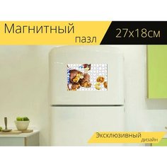 Магнитный пазл "Еда, шоколад, мощность" на холодильник 27 x 18 см. Lots Prints