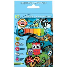 Фломастеры Koh-I-Noor "Owls", 10цв, трехгранные, смываемые, картон, европодвес