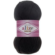 Пряжа Alize Cotton Gold, 55 % хлопок, 45 % акрил, 100 г, 330 м, 3 шт., 60 черный