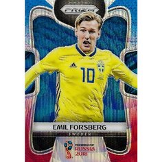 Коллекционная карточка Panini Prizm FIFA World Cup Russia 2018 #235 Emil Forsberg - Blue Red Wave S0278