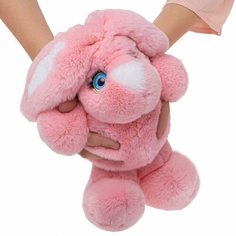 Мягкая игрушка розовый зайка Морозко из меха кролика рекс Holich Toys