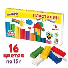 Пластилин мягкий юнландия "веселый шмель", 16 цветов, 240 г, со стеком, 106673