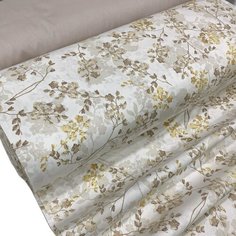 Ткань - Поплин "Луговые травы бежевые" широкий 240см для постельного белья, одежды, рукоделия и творчества, 0,5 метра Other