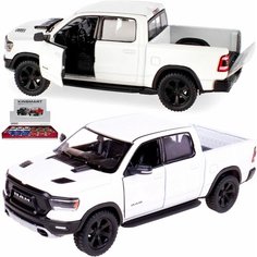 Машинка игрушка металлическая 1:46 2019 Dodge RAM 1500 (Додж Рам), 12,5 см, детская, инерционная / Белый Kinsmart