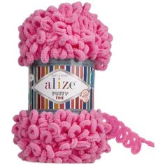 Пряжа Alize Puffy fine ярко-розовый (121), 100%микрополиэстер, 14,5м, 100г, 2шт