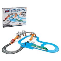 Железная дорога-автотрек, с машинкой и поездом, перекресток, светофор Нет бренда