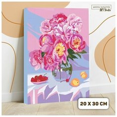 Картина по номерам на холсте с подрамником Букет пионов, 30х20 см Made in China