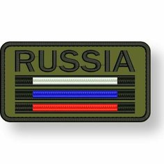 Нашивка флаг россии спички с надписью RUSSIA на липучке, шеврон тактический на одежду, цвет #02, 75*40 мм. Патч полевой с вышивкой Shevronpogon, РФ