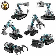 Конструктор 6 в 1 с гидравлическим управлением экскаватор, кран, погрузчик бревен, подъемник, рукав и бульдозер Byjarda